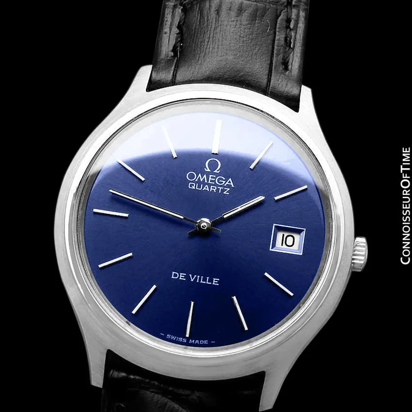 1976 Omega De Ville Classic Full Size Vintage Mens Transitional Cal. 1325 Quartz Watch, Date - Stainless Steel