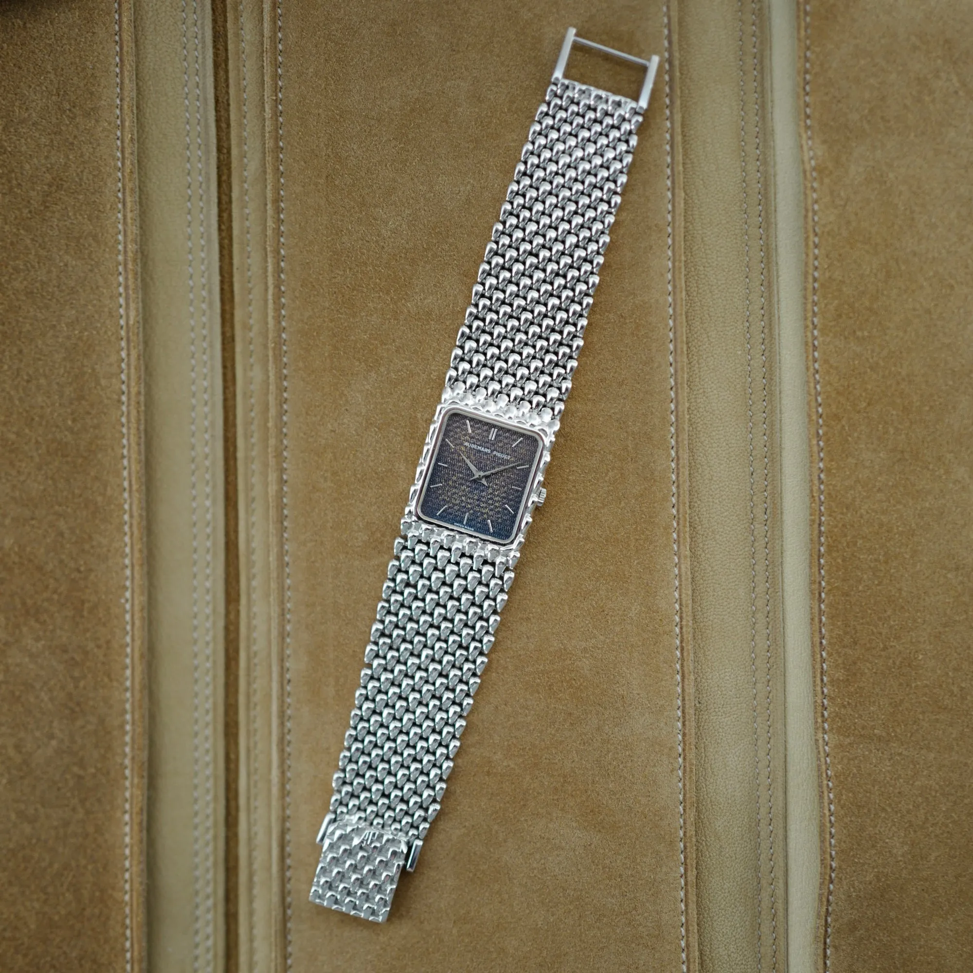 Audemars Piguet White Gold Beaded Bracelet Watch with Tropical Dial