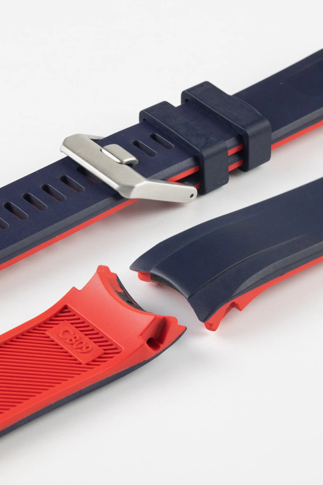CRAFTER BLUE CB09 Rubber Watch Strap for Seiko "New" Samurai Series – NAVY & RED