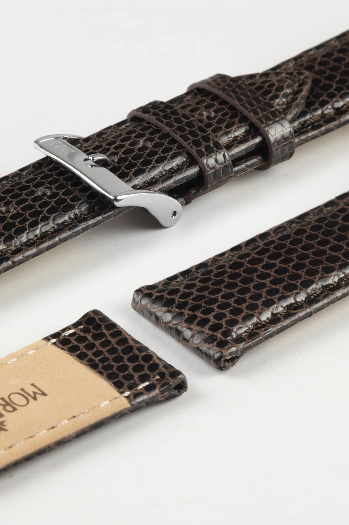 Morellato VIOLINO Genuine Lizard Skin Watch Strap in DARK BROWN