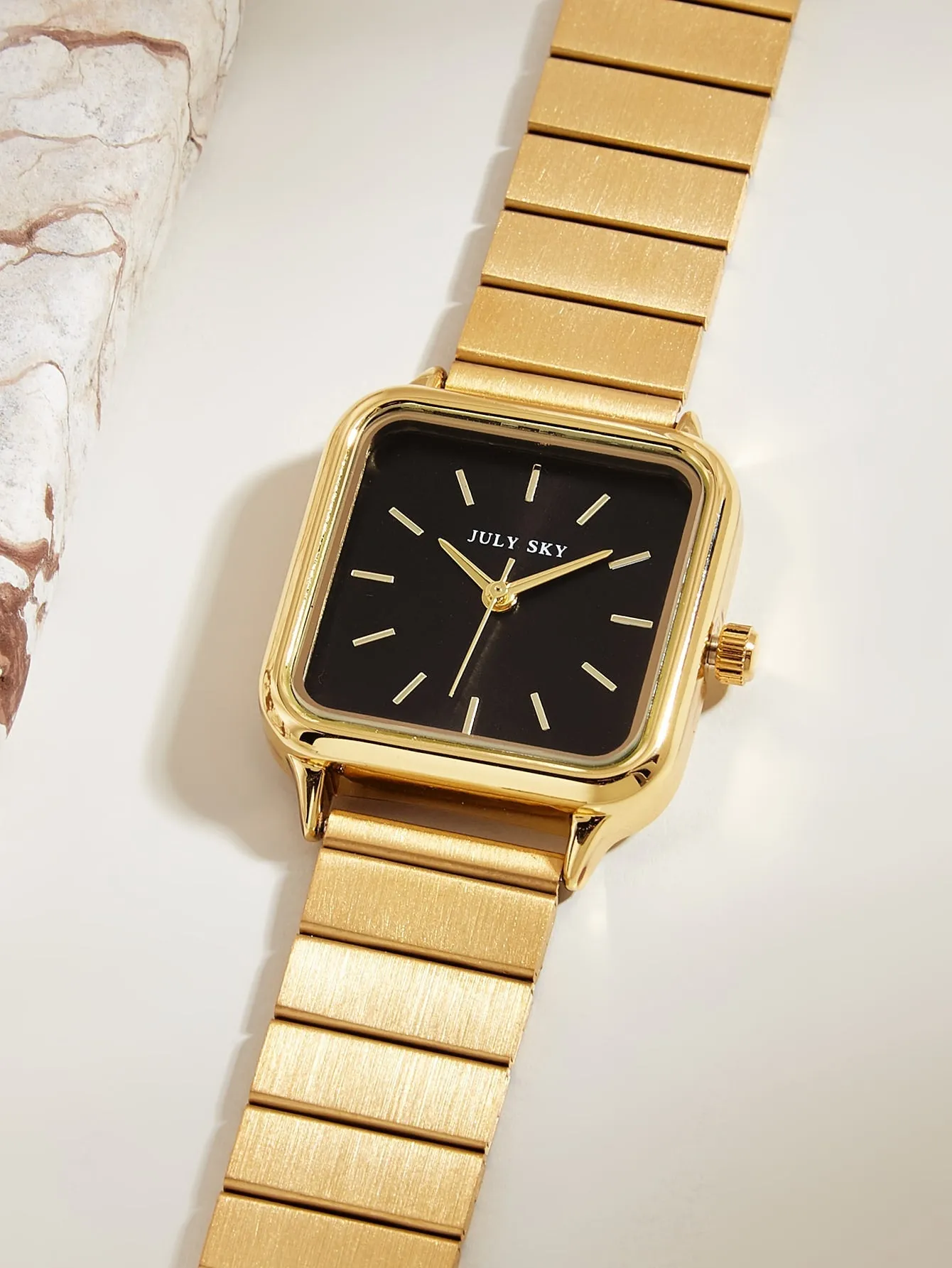 Square Pointer Quartz Watch - Black